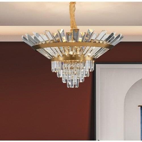 Round Chandeiler Gold Chandeliers Crystal Hanging Lamp For Living room Bedroom Indoor Lights Lighting Fixtures Lustre