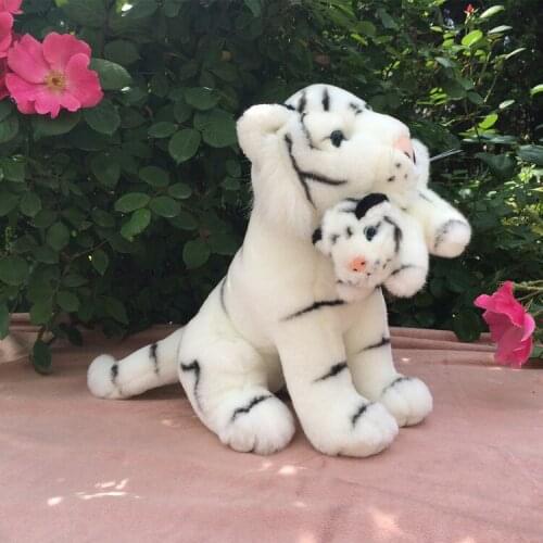 New lovely plush white tiger toy high quality sitting tiger mother&baby doll gift about 30cm 2776