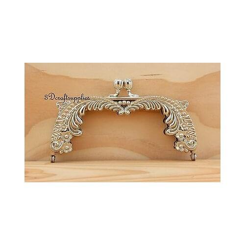Metal purse frame clasp clip alloying nickel 5 inch x 2 1/4 inch D33