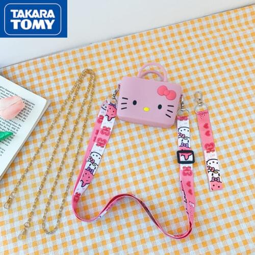 TAKARA TOMY Fashion Silicone Material Cartoon Hello Kitty Shoulder Bag Casual Zipper Waterproof Childrens Messenger Bag