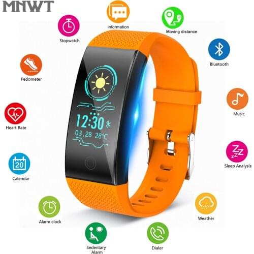 Men Orange Smart Bracelets MNWT Brand Bracelet Wristband Bluetooth Heart Rate Message Reminder Sleep Monitoring For IOS Android