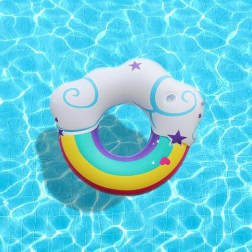 Inflatable Swimming Ring Rainbow Cloud Life Buoy Swimming Circle Mattress Rubber Ring Swimming Pool Toys Water Seat TSLM1