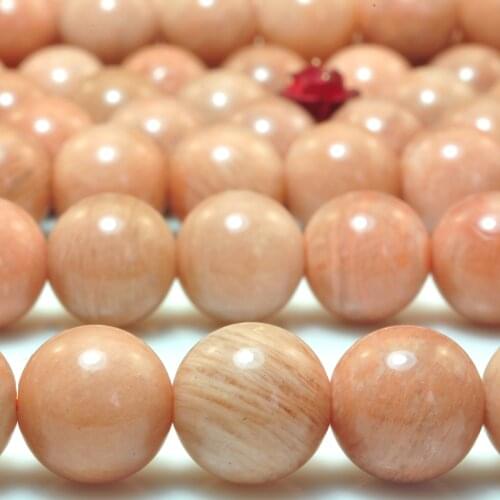Natural Orange Sunstone Smooth Round Loose Beads Wholesale Gemstone Semi Precious Stones Bracelet Necklace Diy Jewelry Making
