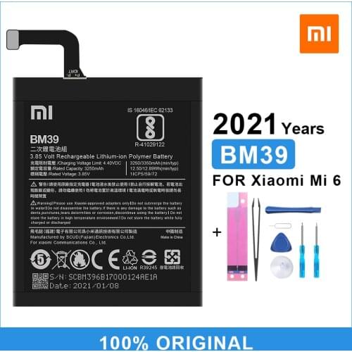 Xiao Mi Original Phone Battery For Xiaomi Mi 6 Mi6 BM39 3350mAh Replacement Battery With Free Tools
