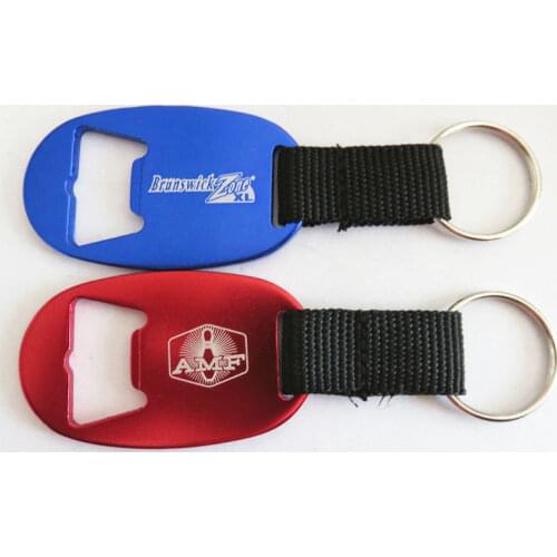 50x Custom Engraved Beer Bottle Opener & Strap Keychain Keyring with Personalized Logo Gift for Trade show Promotion Red / Blue