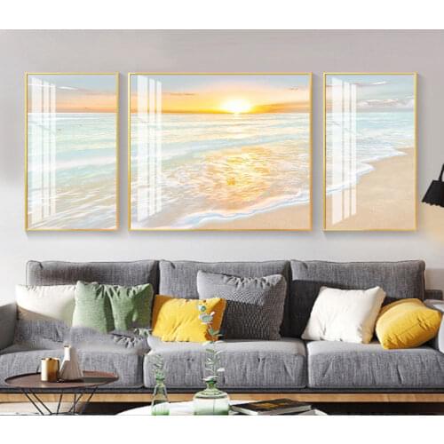 3 Pieces Landscape Pictures Seascape Beach Sunset Canvas Painting Modern Scenery Posters and Prints for Living Room Decor Quadro