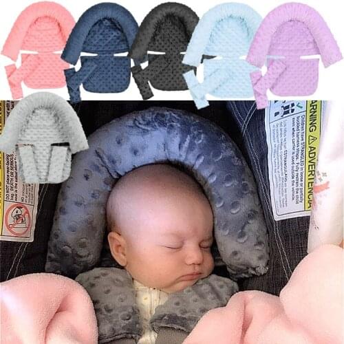 Baby Head Neck Support Pillow Stroller Car Safety Soft Sleeping Cushion with Matching Seat Belt Strap for Infant Newborn Carrier