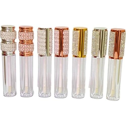 Empty Lip Gloss Cosmetic Container Rhinestone Pearl Crystal Lid 5ml Clear Lip Glaze Liquid Packaging Refillable Tube 25pcs 50pcs