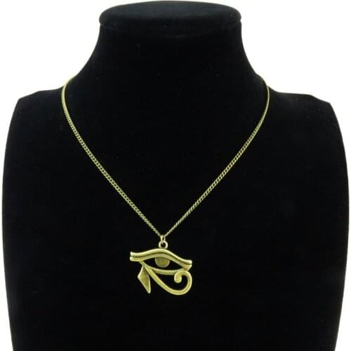 R691 6-2 New Bronze Egyptian Eye of Horus Ra Amulet Pendant Choker Short Necklace 18"