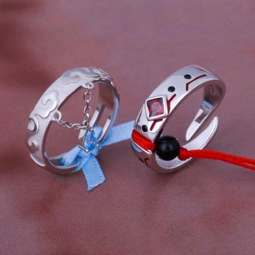 Anime Grandmaster of Demonic Cultivation Wei Wuxian Adjustable Couple Rings S925 Silver Fashion Take Photo Props Gifts Cosplay