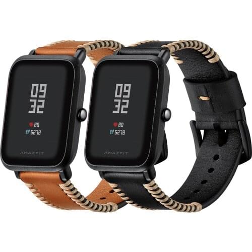 20mm Genuine Leather Strap for Xiaomi Huami Amazfit Bip BIT Smart Watch Bracelet for Xiaomi Amazfit quick fit Band Strap Belt