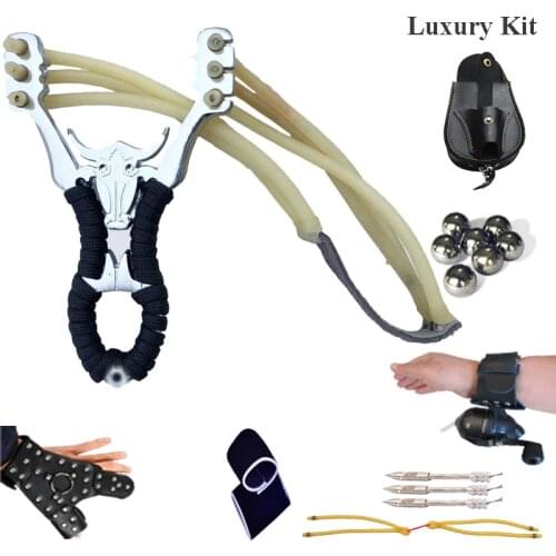 Slingshot Hunting Fishing Bow Powerful Catapult Support Fishing Reel Multi-function Steel Ball Ammo Arrow