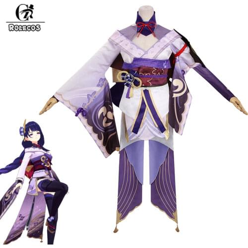 ROLECOS Genshin Impact Baal Cosplay Costume Game Raiden Shogun Halloween Cosplay Costume for Women Uniform Dress Full Set
