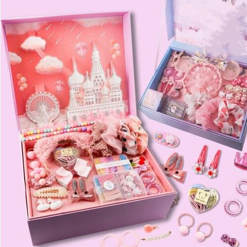 Handmade hair accessories High grade gift box Hair band hair loop hair rope hairpin rubber band Childrens birthday gift box