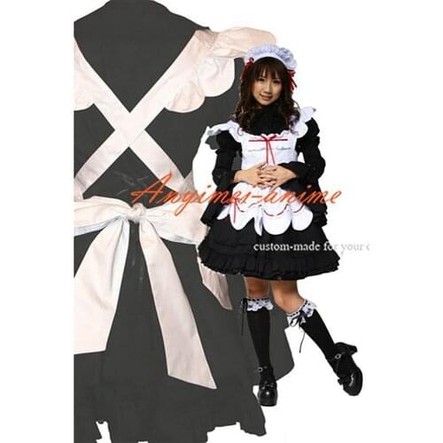 Fondcosplay adult sexy cross dressing sissy maid short black Cotton Dress white apron Uniform Costume Tailor-made[CK1028]