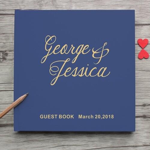 Blue Mr&Mrs Photo Album Personalized Wedding Guest Book Alternative,Bride And Groom Name Date White Wedding Guest Book Sign Gift