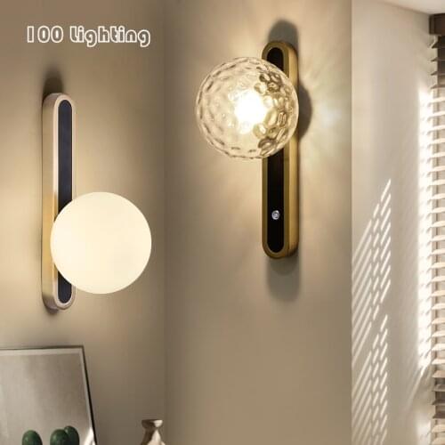 Modern Clear/White Glass Wall Sconce Dining Room Light Bedroom Living room Wall Lights 90-260V Gold Metal Loft Lighting Fixtures