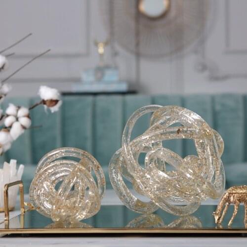 Modern Winding Line Ball Ornament Creative Decoration Model Room Club Coffee Table Bedroom Home Designer Glass Art Craft Display