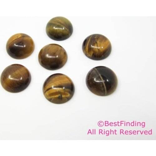 Tiger eye cabochon Round natural stone flat back, 6mm 8mm 10mm 12mm