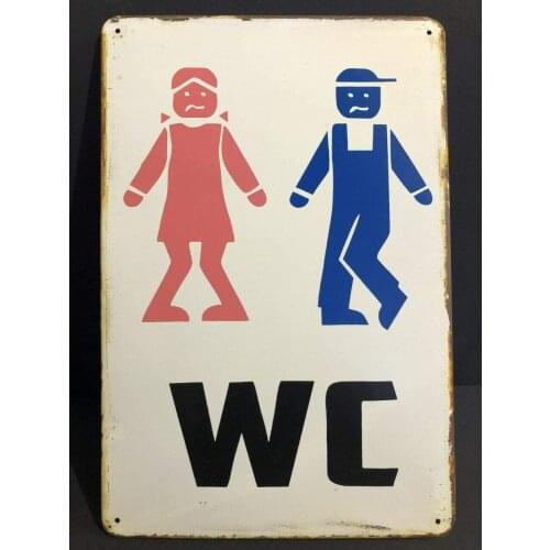 WC Men Women Black Vintage Retro Metal Sign Advert Toilet Bathroom Decor Metal Tin Sign Retro TinSign for KitchenWall Home Decor