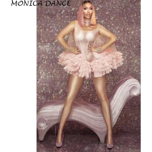 Women Sexy Stage See Through Sexy Short Dress Bar Dance Evening Women Singer Mesh Dress Womens Prom Birthday Celebrate Dress