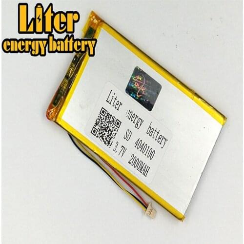 1.0MM 3pin connector 4040100 3.7V 2000mah Lithium Polymer Battery for polymer lithium ion Battery Replacement Tablet PC Battery