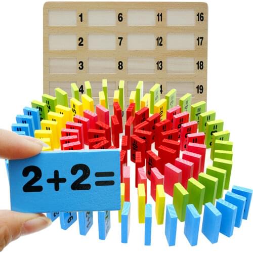 110PCS Domino Numeric addition subtraction table baby wood toys 1-10 digital operation domino Children Wooden educational toys