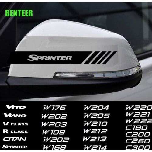 2pcs Car Rearview Mirror Sticker For Mercedes Benz AMG CITAN R V CLASS SPRINTER VIANO VITO W203 W204 W205 W124 W213 W212 W214
