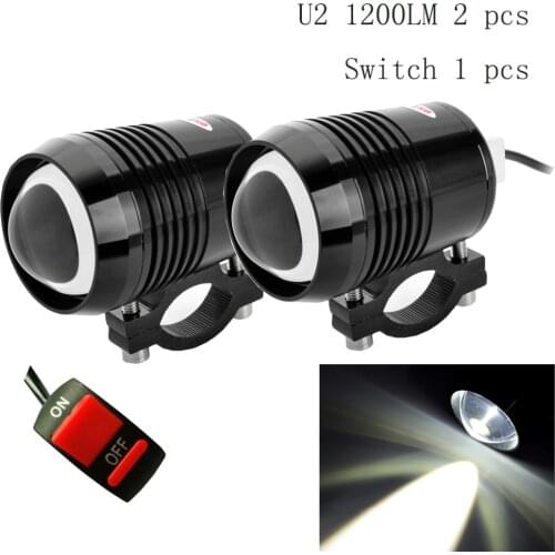 2Pcs Motorcycle Headlights 12v 6500K 1200LM LED Moto auxiliary Driving work Lights Headlamp Motorbike Spotlight fog Lamp DRL