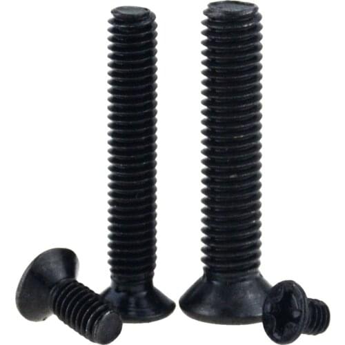 50PCS M1.7*4 5 6 Black Carbon Steel Cross Phillips Flat Countersunk Head Screw Bolt M1.7x4 M1.7x5 M1.7x6