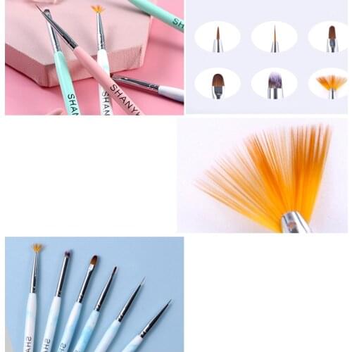 6 pcs Professional Manicure UV Gel Brush Pen Transparent Acrylic Nail Art Painting Drawing Brush Nail Art Carving Pen Manicure