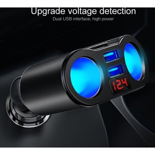 Car Cigarette Lighter Usb One For Three Car Charger With Led Display Rotating Car Charger 5V3.1A For IPhone Xiaomi Huawei Phone