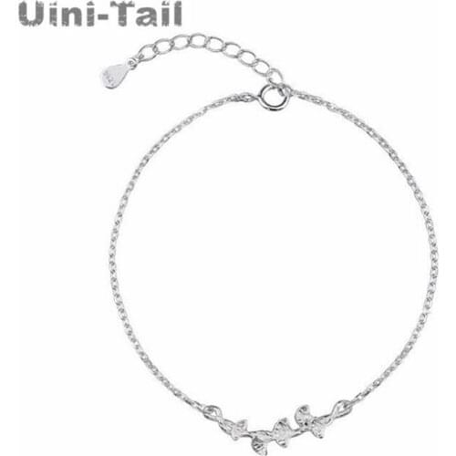Uini-Tail new listing 925 sterling silver branches ginkgo leaf bracelet simple personality wild fresh high quality jewelry ED463