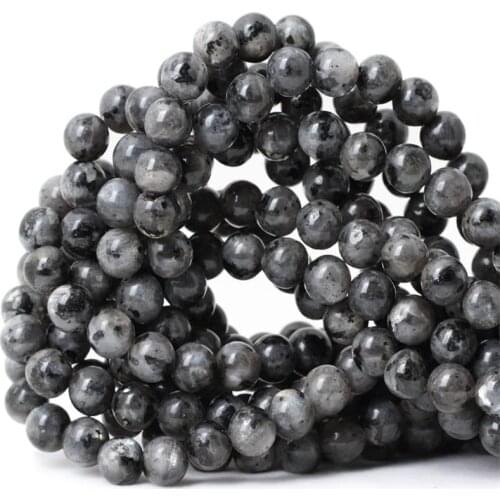 Black Larvikite Labradorite Bead Naural Loose Spacer Beads 4/6/8/10 Mm for Jewelry Making DIY Bracelet Gift