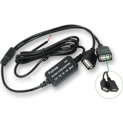 DC 12V to 5V Buck Converter 3A Power Supply Module Step Down Reducer with Dual USB Output Charger