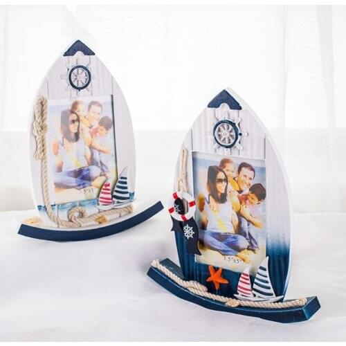 Sail Boat Photo Holder Mediterranean-style Wall Decoration Wooden Crafts Modern Style Table Decorations Sail Boat