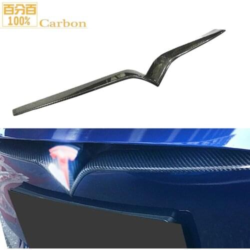 For Tesla Model S Front Grill Cover-Add on type Real carbon fiber Car Front Grille Cover Trim Molding Insert Garnish Protector