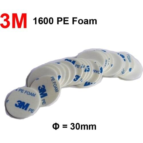 3M Double Sided Adhesive PE Foam for Power Plug Router, In cars, Home Parts Bonding, Diameter=30mm, 3M1600, 1mm Thick, 50pcs