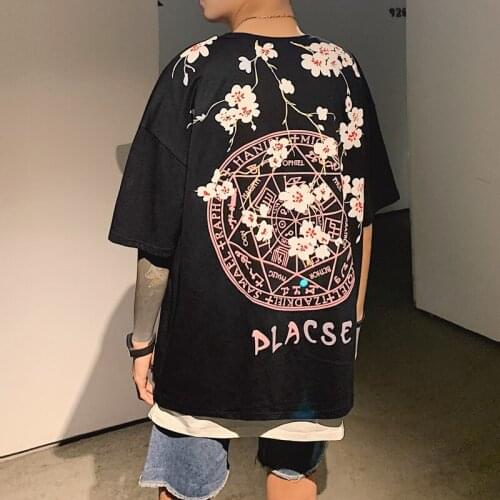 Oversized Hip Hop Casual T Shirt Summer Mens Harajuku Black T-Shirt Male Loose Graphic T Shirts Harajuku Casual Anime Shirt