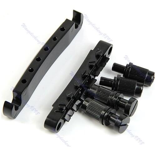 Guitar Tune-O-matic Bridge Tailpiece Tail Style Set Black