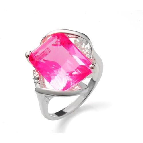 Hainon Fashion Jewelry Silver Color Rings for Women Wedding 2019 Vintage Jewelry Girl New Rose Red Zircon Engagement Rings