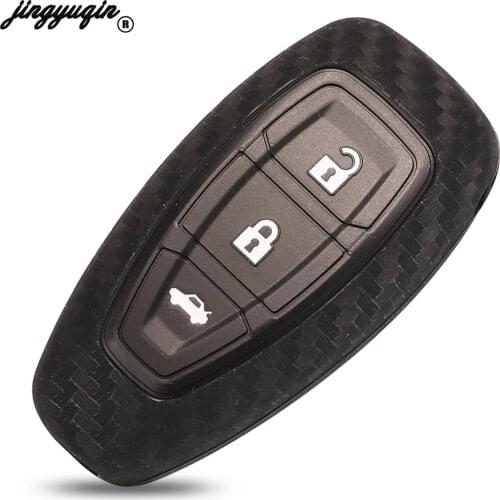 Jingyuqin 2/3/4 Buttons Carbon Fiber Silicone Remote Car Key Case Cover For Ford Focus C-Max Mondeo Kuga Fiesta B-Max