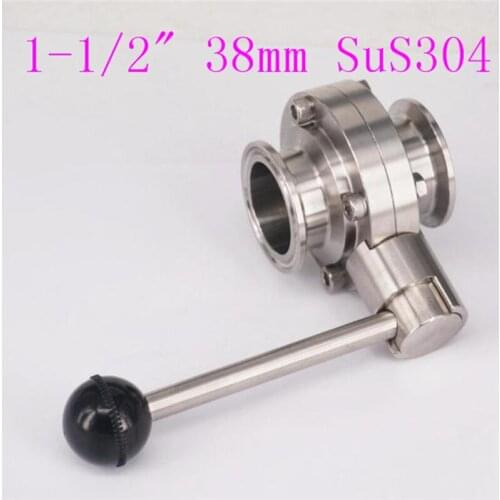 Landsky 1-1/2" 38mm SuS304 Stainless Steel Sanitary 1.5" Tri Clamp Butterfly Flow control Valve