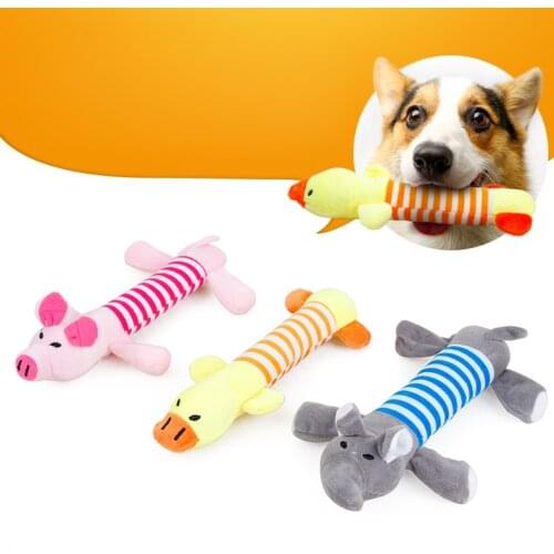 Cat Dog Plush Toy Pig Duck Sound Toy Pet Chew Toy Puppy Soft Fleece Squeaky Toy Molar Teeth Clean Bite Resistant Pet Supplies