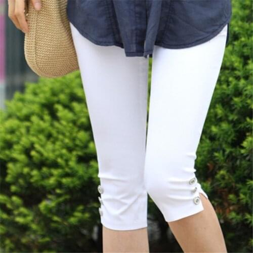 Hot Sale Womens Summer Slim Waist Candy Color Stretch Leggings Capris Fashion Pencil Pants Crops For Female