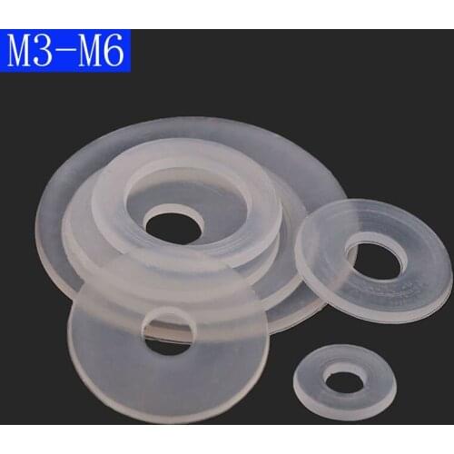 M3 M3.5 M5 M5 M6 Clear Nylon Plain Washers Flat Washer Fit Bolts Screws DIN 125
