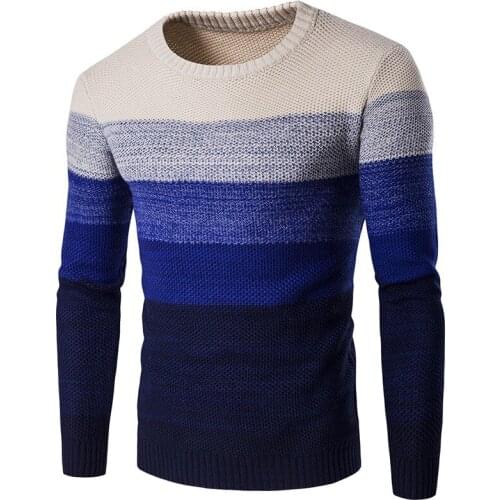 Sweater Men 2019 New Male Sweaters Arrival Casual Pullover Men Autumn O Neck Gradient Color Quality Knitted Brand S-2XL