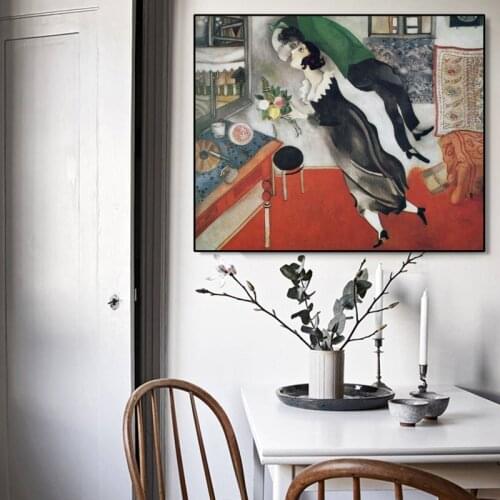 The Birthday By Marc Chagall Canvas Painting Famous abstract Posters and Prints Wall Art Picture for Living Room Home Decoration