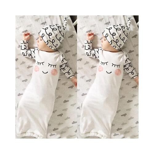 Cut Newborn Baby Clothes Sleepy Eyes+Rosy Cheeks Baby Gown Hat Infant Newborn Coming Home Sleepwear Sleeping Bags