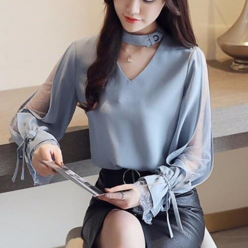 Long-sleeved Clothes Blusas 2021 New Style All-match Fashion Women Blouses Small Shirt Top Korean Chiffon Shirt